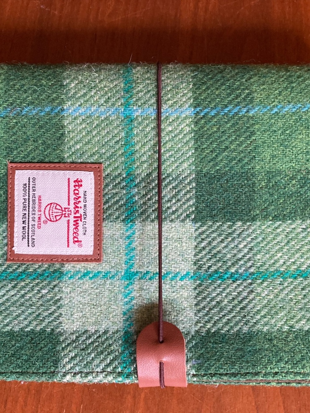 Harris Tweed A5 notebook binder in Green Plaid